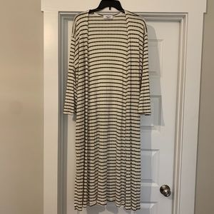 CJLA Striped Green and White Duster Cardigan Size Large